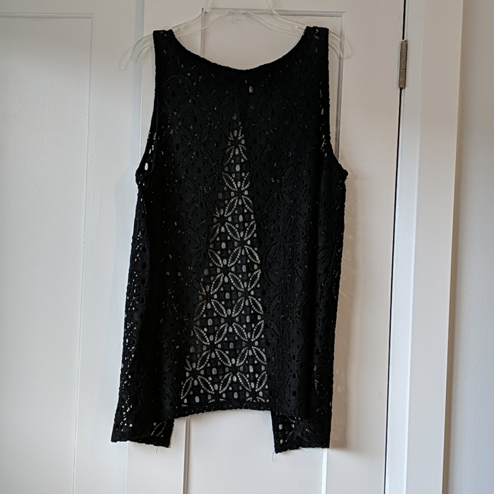 Black sheer patterned A-line top